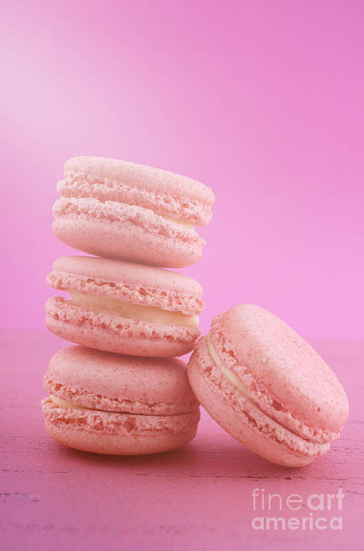 Bake Poster featuring the photograph Strawberry flavor macaroons #3 by Milleflore Images