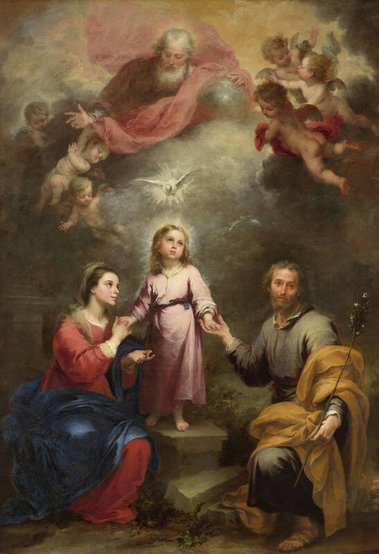 Christian Poster featuring the painting The Heavenly and Earthly Trinities #3 by Bartolome Esteban Murillo