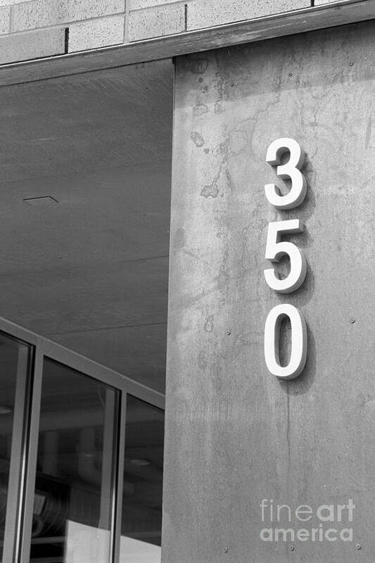 Black White Monochrome Street Film 350 Number Building Address Poster featuring the photograph 350 by Ken DePue