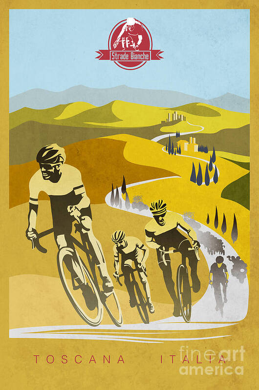 Strade Bianche Poster featuring the digital art Strade Bianche by Sassan Filsoof