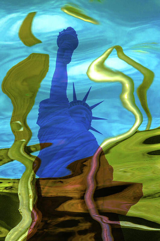 Statue Of Liberty Poster featuring the digital art A bad dream by Wolfgang Stocker