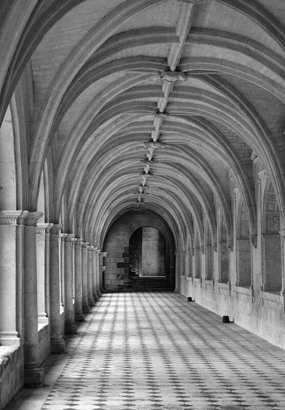 Cloister Poster featuring the photograph A Cloister Gallery In Fontevraud Abbey by Dave Mills