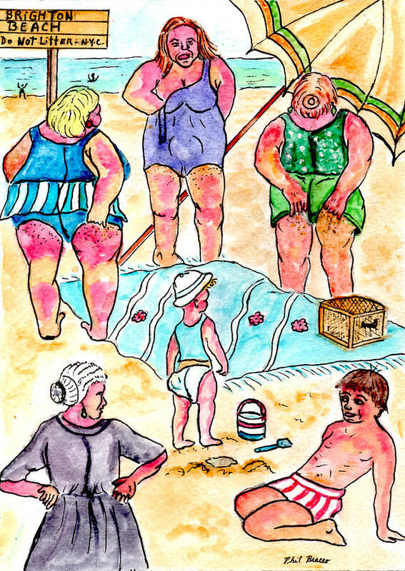 1940's Poster featuring the mixed media A Day At The Beach by Philip And Robbie Bracco