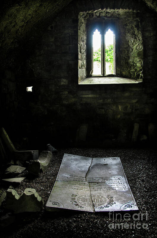 Gravestone Poster featuring the photograph A tombstone in Sligo Abbey by RicardMN Photography