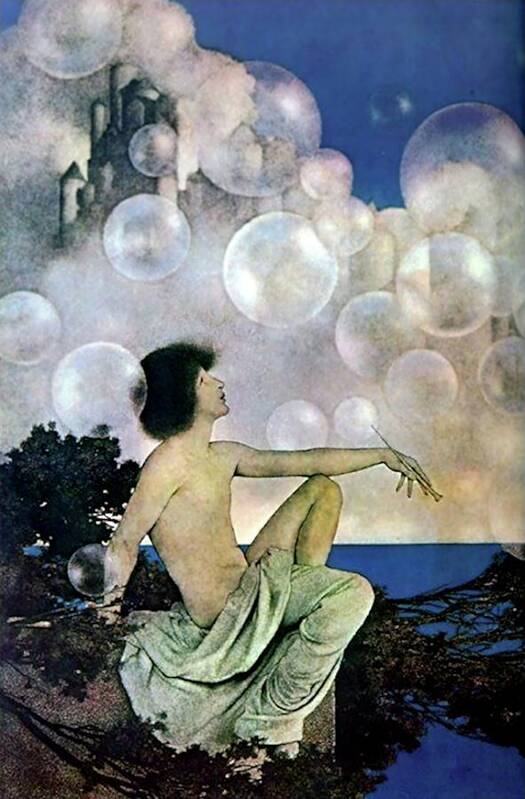 Air Castles. Maxfield Parrish Poster featuring the painting Air Castles by Maxfield Parrish