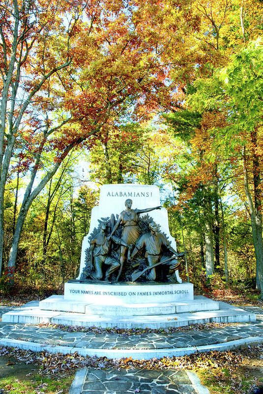 Gettysburg Battlefield Poster featuring the photograph Alabama Monument at Gettysburg by Paul W Faust - Impressions of Light