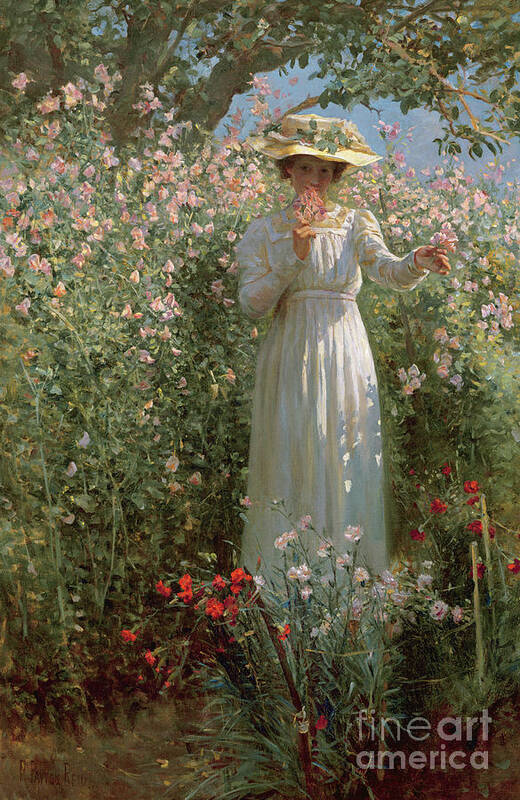 Among The Flowers Poster featuring the painting Among the Flowers by Robert Payton Reid