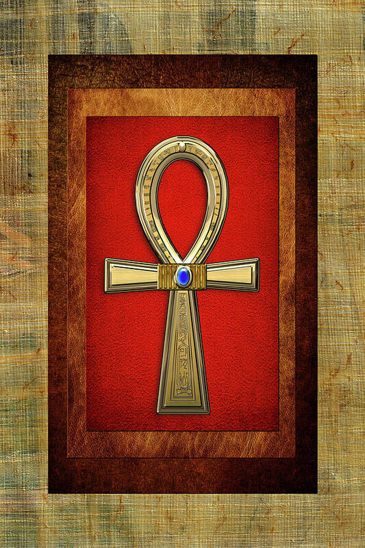 'treasures Of Egypt' Collection By Serge Averbukh Poster featuring the digital art Ancient Egyptian Sacred Cross Ankh - The Key of Life by Serge Averbukh