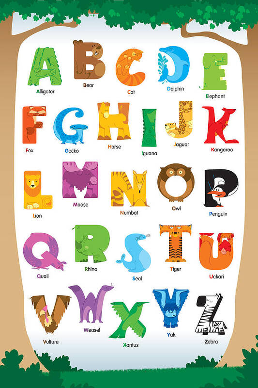 Alphabet Poster featuring the digital art Animal Alphabet by David Corrente