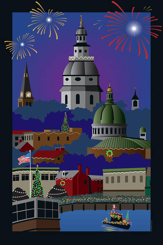 Holiday Poster featuring the digital art Annapolis Holiday by Joe Barsin
