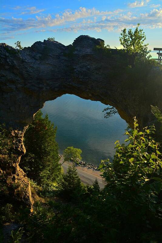 Mackinac Island Poster featuring the photograph Arch Rock in the Morning by Keith Stokes