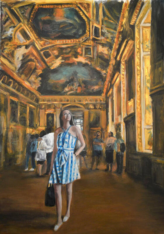 At The Louvre Poster featuring the painting At The Louvre by Escha Van den bogerd