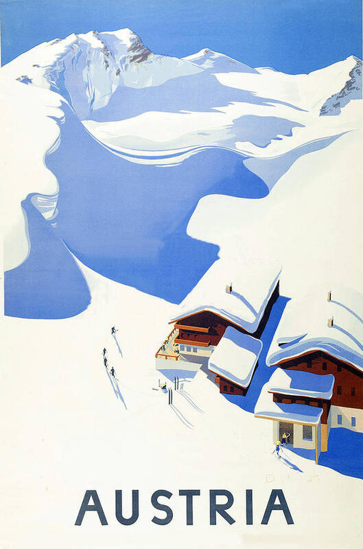 Austria Poster featuring the digital art Austria, alps, winter ski sport by Long Shot