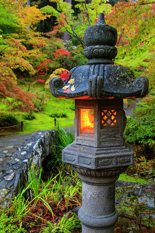 Japanese Garden Poster featuring the photograph Autumn Glow by Briand Sanderson
