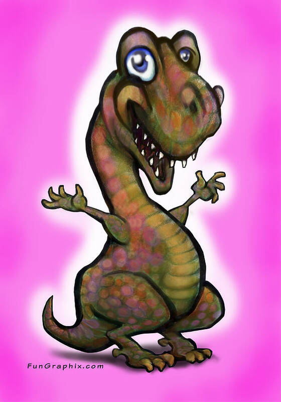 Baby Poster featuring the painting Baby T-Rex Pink by Kevin Middleton