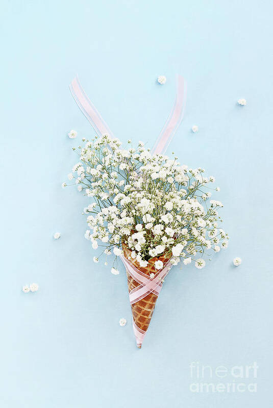 Still Life Poster featuring the photograph Baby's Breath Ice Cream Cone by Stephanie Frey