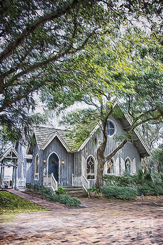 Bald Head Island Poster featuring the digital art Bald Head Island Chapel by Georgianne Giese