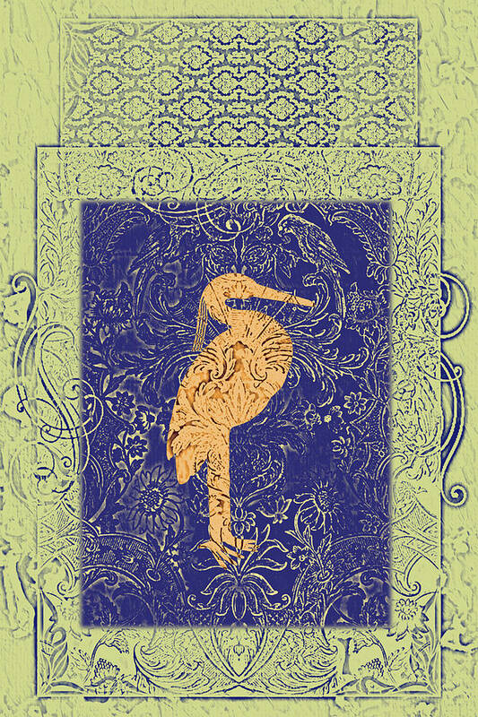 Birds Poster featuring the painting Batik Birds 10 by Priscilla Huber