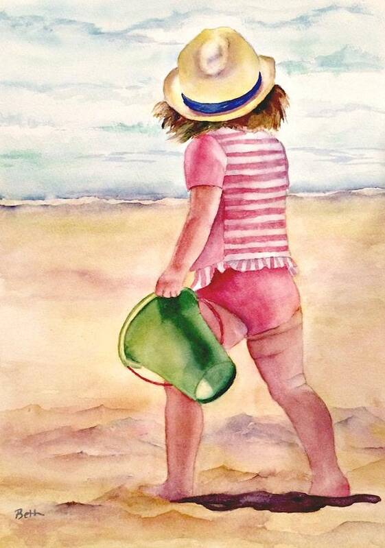 Beach Poster featuring the painting Beach Babe by Beth Fontenot