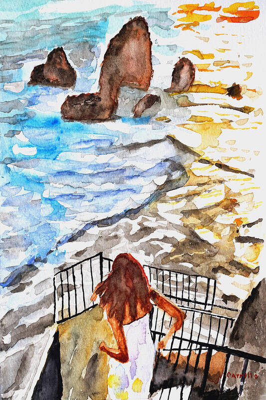 Beach Time Poster featuring the painting Beach Time by Ruben Carrillo