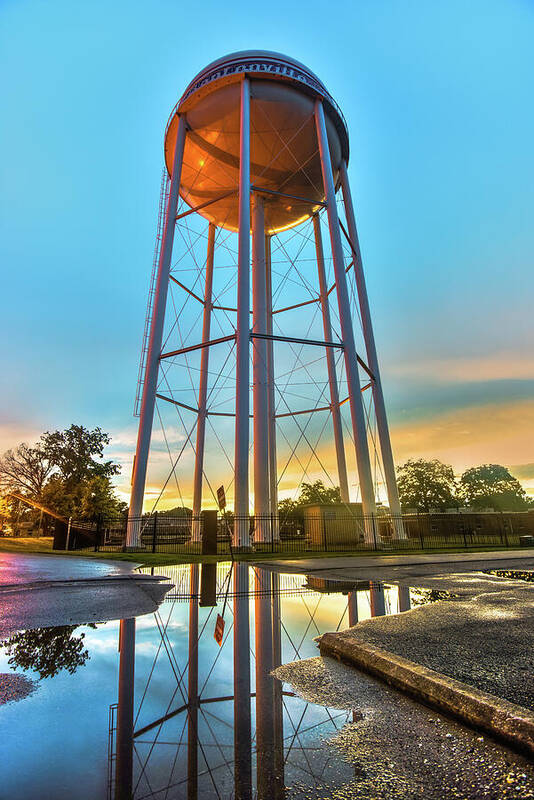 Bentonville Arkansas Poster featuring the photograph Bentonville Arkansas Water Tower After Rain by Gregory Ballos