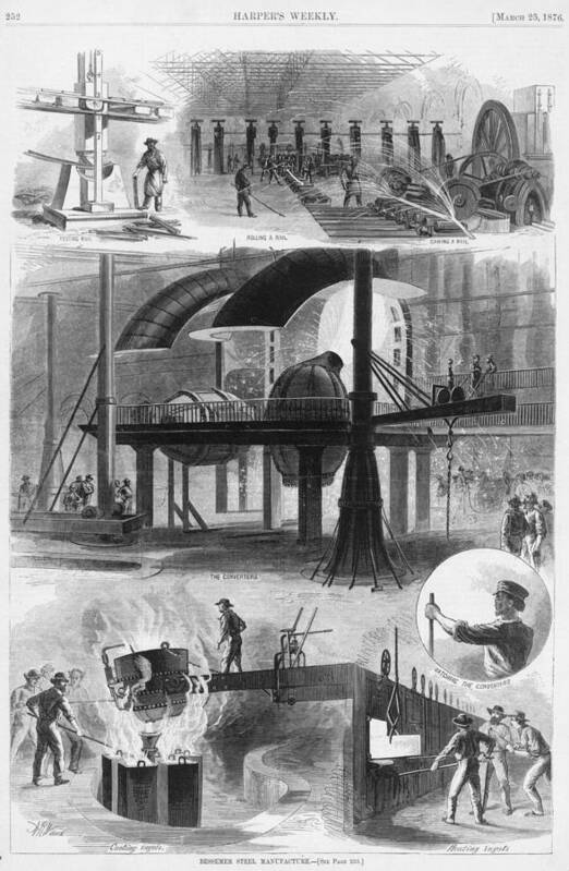 History Poster featuring the photograph Bessemer Steel Manufacture. Six by Everett