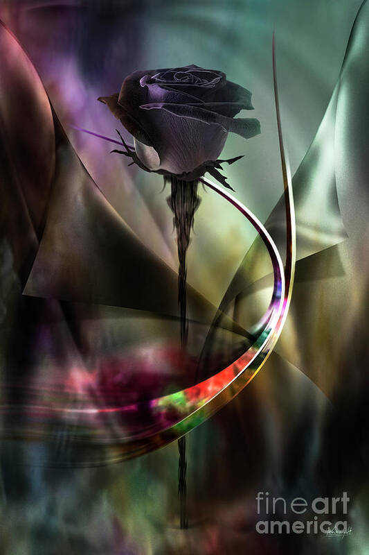 Movement Poster featuring the digital art Black rose in color symphony by Johnny Hildingsson