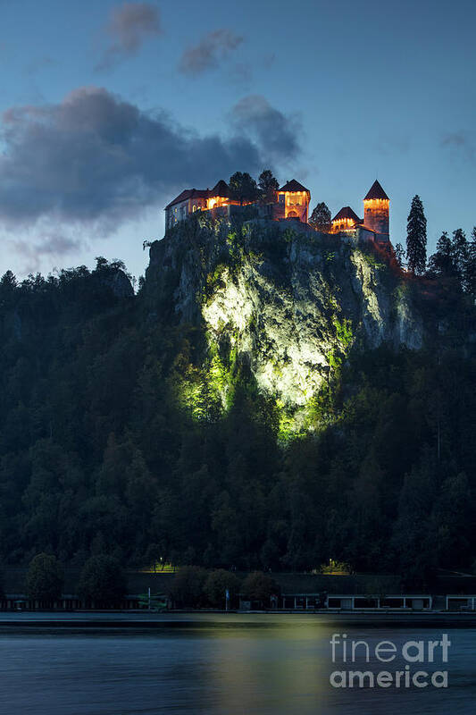 Lake Bled Poster featuring the photograph Bled Castle Twilight by Brian Jannsen