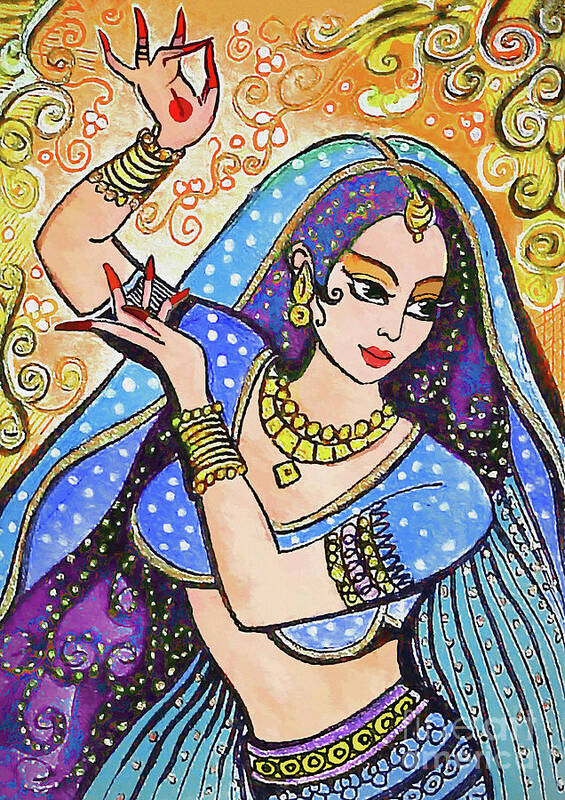 Indian Dancer Poster featuring the painting Blue Devi by Eva Campbell