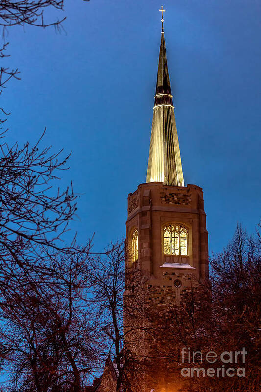 Churches Poster featuring the photograph Blue Hour Steeple by Rod Best
