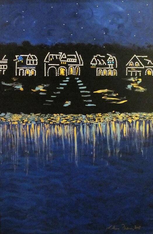  Poster featuring the painting Boathouse Row by Lilliana Didovic