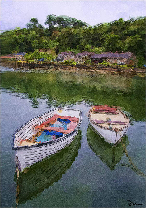 Helford Poster featuring the photograph Boats in Helford Bay by Peggy Dietz