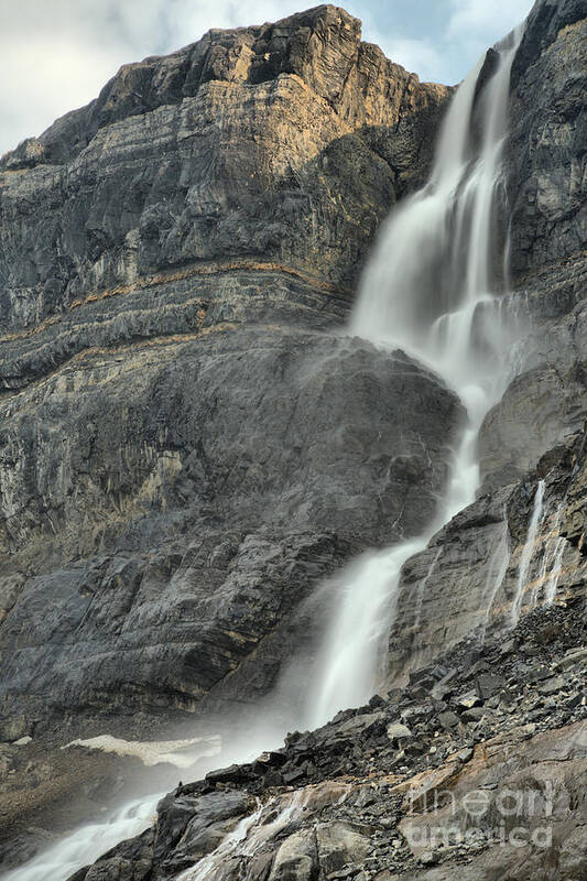 Bow Glacier Falls Poster featuring the photograph Bow Glacier Falls Rugged Cliff by Adam Jewell