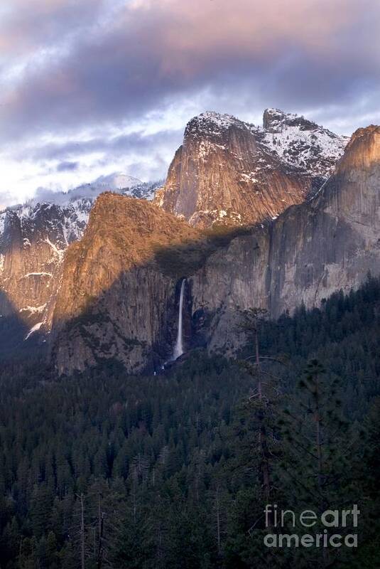 Landscape Poster featuring the photograph Bridalveil Falls from tunnel view by Richard Verkuyl