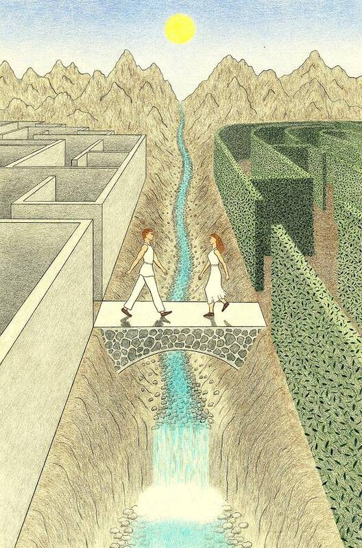 Couple Poster featuring the drawing Bridge by Kathy Pullen