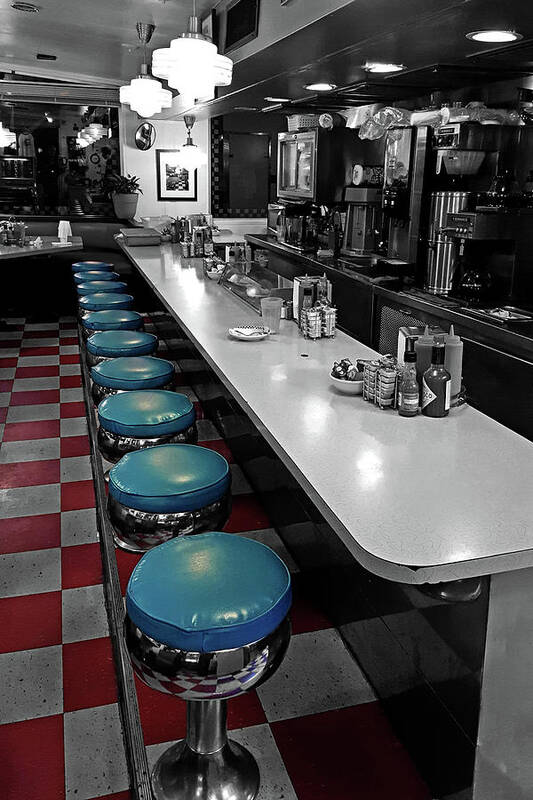 Cafe Poster featuring the photograph Broadway Diner Chairs by Christopher McKenzie