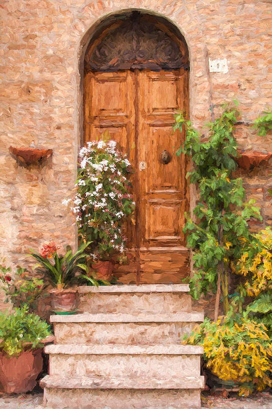 Cortona Poster featuring the painting Brown Door of Tuscany by David Letts