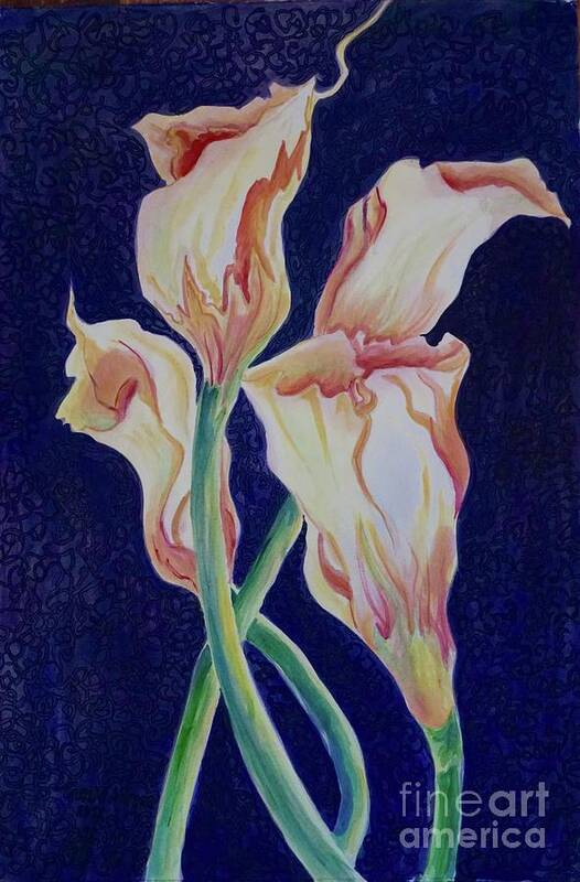 Flowers Poster featuring the painting Calla Lilies 4 by Genie Morgan