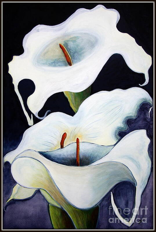 Floral Poster featuring the painting Calla Lilies.. by Jolanta Anna Karolska