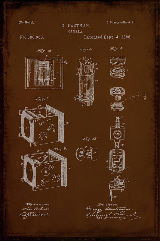 Patent Poster featuring the mixed media Camera Patent Drawing 2e by Brian Reaves