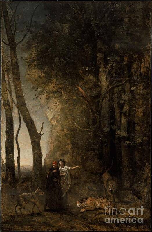 Dante And Virgil 1859 Jean-baptiste-camille Corot (french Poster featuring the painting Camille Corot by MotionAge Designs