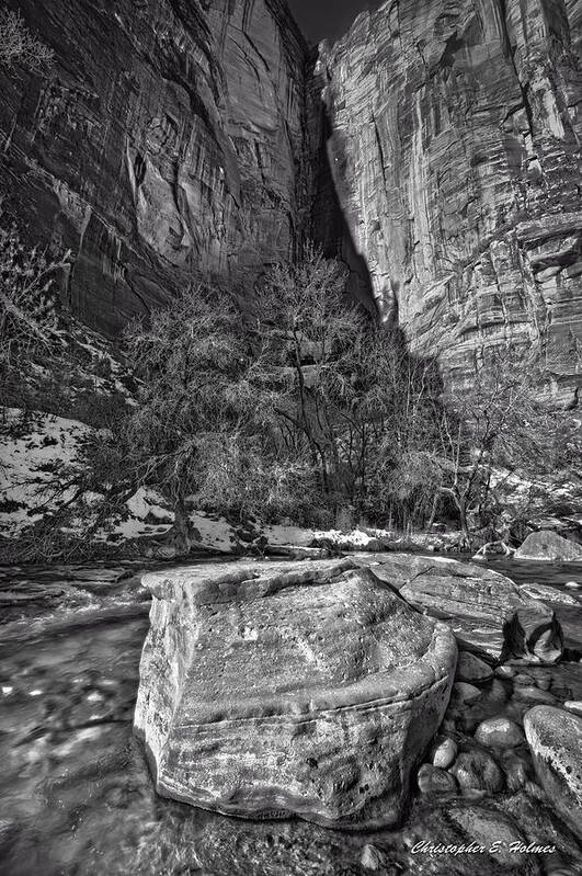 Christopher Holmes Photography Poster featuring the photograph Canyon Corner - BW by Christopher Holmes