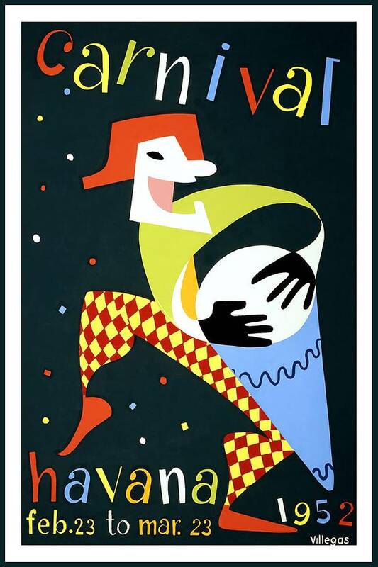 Carnival Poster featuring the mixed media Carnival Havana 1952, Cuba - Retro travel Poster - Vintage Poster by Studio Grafiikka