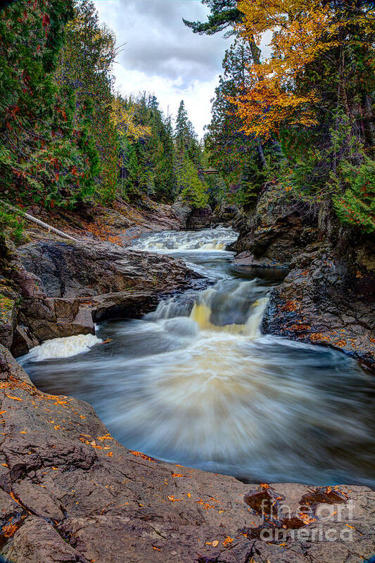 Autumn Poster featuring the photograph Cascade Falls North Shore of Lake Superior Minnesota by Wayne Moran