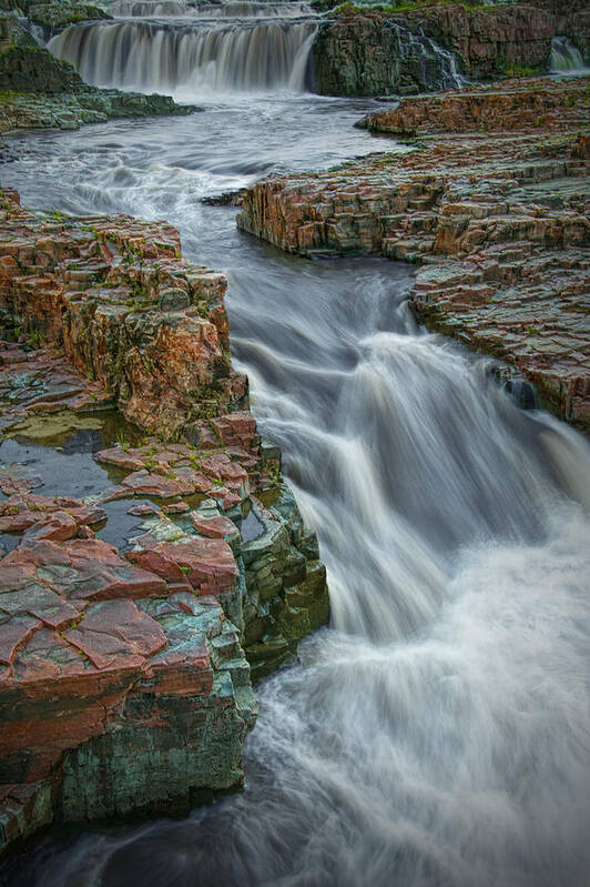 Midwest Poster featuring the photograph Cascading Waterfalls in Falls Park Sioux Falls by Randall Nyhof