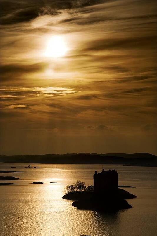 Beauty In Nature Poster featuring the photograph Castle Stalker At Sunset, Loch Laich by John Short