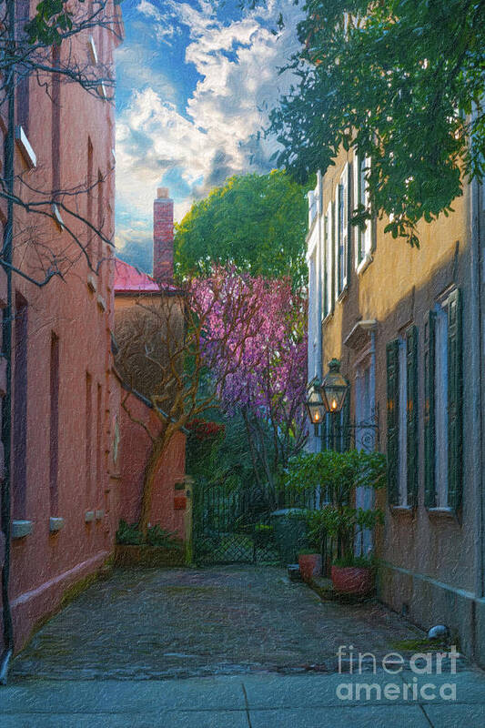 Alley Poster featuring the painting Charleston Alley in the Spring by Dale Powell