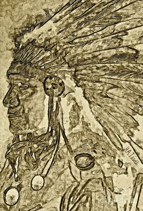 Native American Poster featuring the digital art Chief by Humphrey Isselt