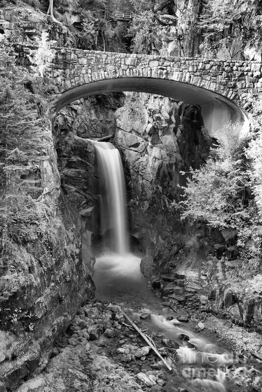 Black Poster featuring the photograph Christine Falls In The Canyon Black And White by Adam Jewell