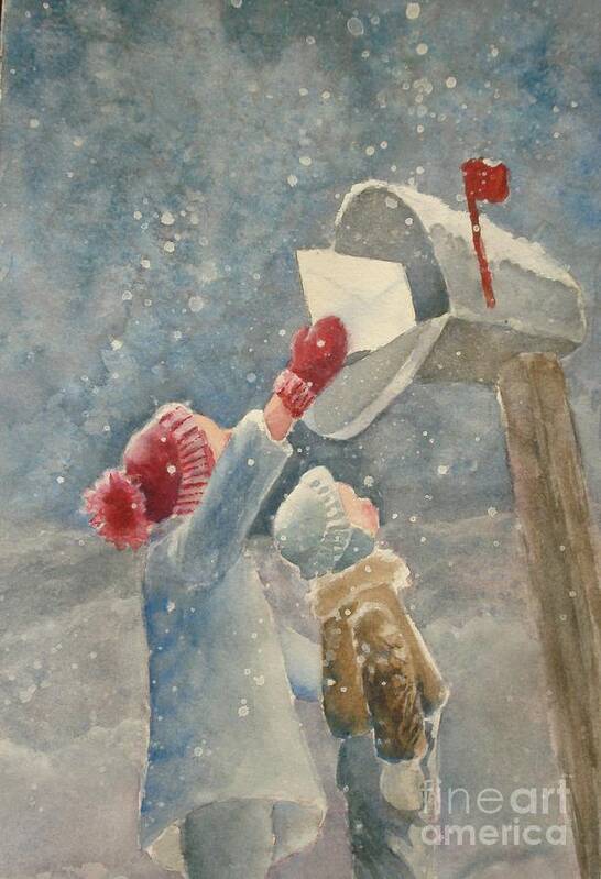 Snow Poster featuring the painting Christmas Letter by Marilyn Jacobson